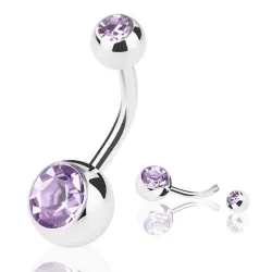 Nabelring - mit einem Kristall - Piercing - 5 - 8 mm - 10 Stück