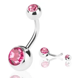 Nabelring - mit einem Kristall - Piercing - 5 - 8 mm - 10 Stück
