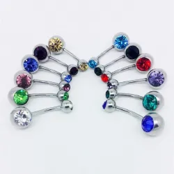 Nabelring - mit einem Kristall - Piercing - 5 - 8 mm - 10 Stück