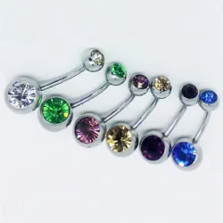 Nabelring - mit einem Kristall - Piercing - 5 - 8 mm - 10 Stück