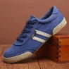 Klassischer Herrenschuh - flache Canvas-Sneakers - runde Schuhspitze - zum Schnüren
