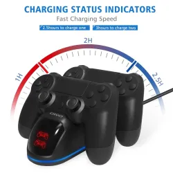 Dual-Ladegerät - Dockstation - Schnellladestation - mit LED-Anzeige - für Playstation 4 / PS4 Slim / PS4 Pro Controller