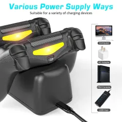 Dual-Ladegerät - Dockstation - Schnellladestation - mit LED-Anzeige - für Playstation 4 / PS4 Slim / PS4 Pro Controller