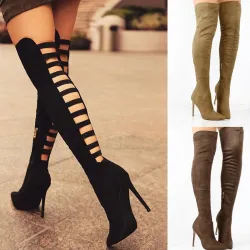 Sexy High-Heel-Stiefel - über Knielänge - Hohlkreuz-Design