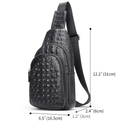 Stilvolle Brusttasche - Lederrucksack - Krokodilledermuster