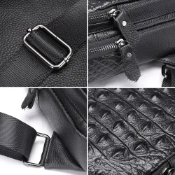 Stilvolle Brusttasche - Lederrucksack - Krokodilledermuster
