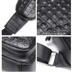 Stilvolle Brusttasche - Lederrucksack - Krokodilledermuster