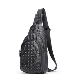 Stilvolle Brusttasche - Lederrucksack - Krokodilledermuster