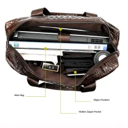 Luxuriöse Lederhandtasche - mit Schultergurt - Krokodilhautmuster - echtes Leder