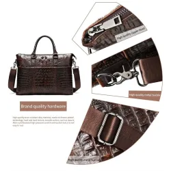 Luxuriöse Lederhandtasche - mit Schultergurt - Krokodilhautmuster - echtes Leder