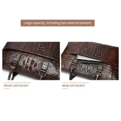 Luxuriöse Lederhandtasche - mit Schultergurt - Krokodilhautmuster - echtes Leder