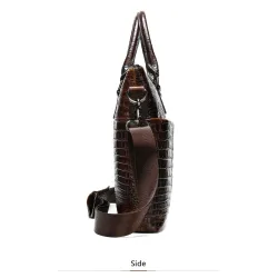 Luxuriöse Lederhandtasche - mit Schultergurt - Krokodilhautmuster - echtes Leder