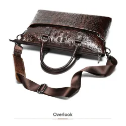 Luxuriöse Lederhandtasche - mit Schultergurt - Krokodilhautmuster - echtes Leder