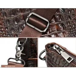Luxuriöse Lederhandtasche - mit Schultergurt - Krokodilhautmuster - echtes Leder