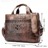 Luxuriöse Lederhandtasche - mit Schultergurt - Krokodilhautmuster - echtes Leder