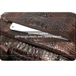 Luxuriöse Lederhandtasche - mit Schultergurt - Krokodilhautmuster - echtes Leder
