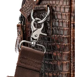 Luxuriöse Lederhandtasche - mit Schultergurt - Krokodilhautmuster - echtes Leder
