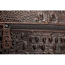 Luxuriöse Lederhandtasche - mit Schultergurt - Krokodilhautmuster - echtes Leder