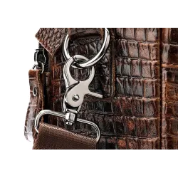 Luxuriöse Lederhandtasche - mit Schultergurt - Krokodilhautmuster - echtes Leder