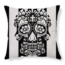 Dekorativer Kissenbezug - mit Reißverschluss - Plüsch - Totenkopfdruck - 45 cm * 45 cm
