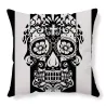 Dekorativer Kissenbezug - mit Reißverschluss - Plüsch - Totenkopfdruck - 45 cm * 45 cm