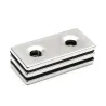 N35 - Neodym-Magnet - starker Block - 40 * 20 * 3 mm - mit doppeltem 5 mm Loch - 2 Stück