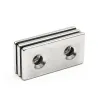 N35 - Neodym-Magnet - starker Block - 40 * 20 * 3 mm - mit doppeltem 5 mm Loch - 2 Stück