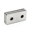 N35 - Neodym-Magnet - starker Block - 40 * 20 * 3 mm - mit doppeltem 5 mm Loch - 2 Stück