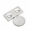 N35 - Neodym-Magnet - starker Block - 40 * 20 * 3 mm - mit doppeltem 5 mm Loch - 2 Stück