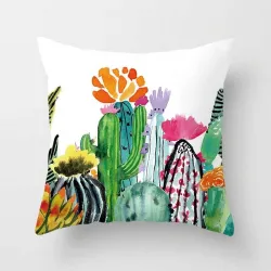 Dekorativer Kissenbezug – tropische Pflanzen – Kaktus – Monstera – grünes Palmblatt – 45 cm * 45 cm