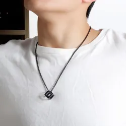 Punk style necklace - hollow out cube shape pendant - unisexNecklaces