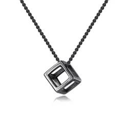 Punk style necklace - hollow out cube shape pendant - unisexNecklaces