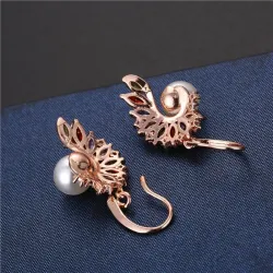 Elegante goldene Ohrringe - Perle - bunter Zirkonia