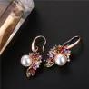 Elegante goldene Ohrringe - Perle - bunter Zirkonia