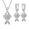 Stilvolles Schmuckset - Halskette - Ohrringe - Rotäugiger Fisch - 925er Sterlingsilber - Zirkonia