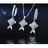 Stilvolles Schmuckset - Halskette - Ohrringe - Rotäugiger Fisch - 925er Sterlingsilber - Zirkonia