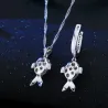 Stilvolles Schmuckset - Halskette - Ohrringe - Rotäugiger Fisch - 925er Sterlingsilber - Zirkonia