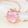 Elegant rose gold necklace - apple shaped pendant - crystals - pink opalNecklaces