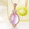 Elegant rose gold necklace - water drop shaped pendant - crystals - pink opalNecklaces