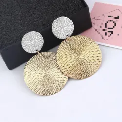 Fashionable earrings - double circles - silver & goldEarrings