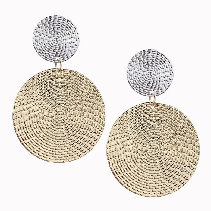 Fashionable earrings - double circles - silver & goldEarrings