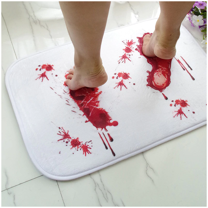 Weiche Badezimmermatte - rutschfest - blutiger Fußabdruck