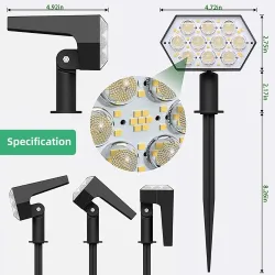 Solarbetriebene Leuchten - Landschaftsstrahler - 3 Beleuchtungsmodi - 92 LED - IP67 wasserdicht