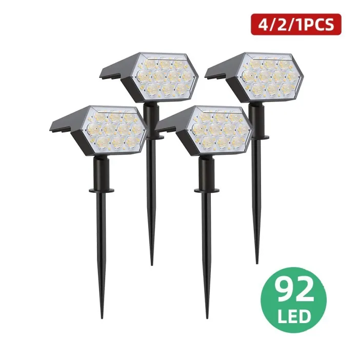 Solarbetriebene Leuchten - Landschaftsstrahler - 3 Beleuchtungsmodi - 92 LED - IP67 wasserdicht