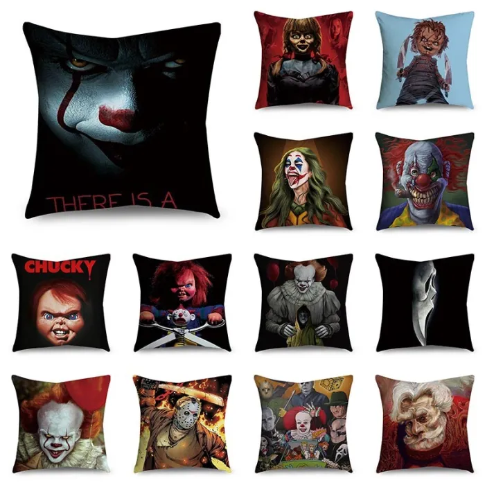 Dekorativer Kissenbezug - Halloween / Horror / Annabelle bedruckt - 45 cm * 45 cm