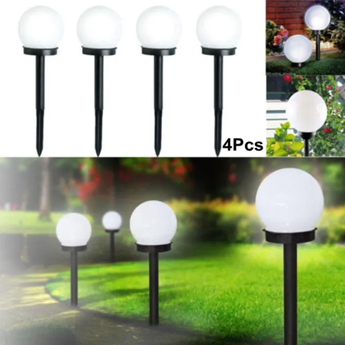 Garten Solarleuchte – Erdstab – runde Kugel – LED – wasserdicht – 4 Stück
