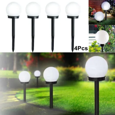 Garten Solarleuchte – Erdstab – runde Kugel – LED – wasserdicht – 4 Stück