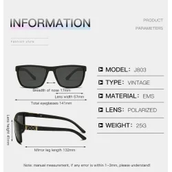 Klassische quadratische Sonnenbrille – polarisiert – flexibles Gummi – Unisex