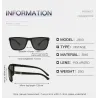 Klassische quadratische Sonnenbrille – polarisiert – flexibles Gummi – Unisex
