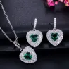 Luxuriöses Silberschmuckset – herzförmige Anhänger – Kristall – Zirkonia – Halskette – Ohrringe